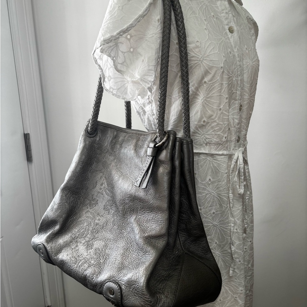 Eileen West Bag Elegant Silver Leather Tote Bag
